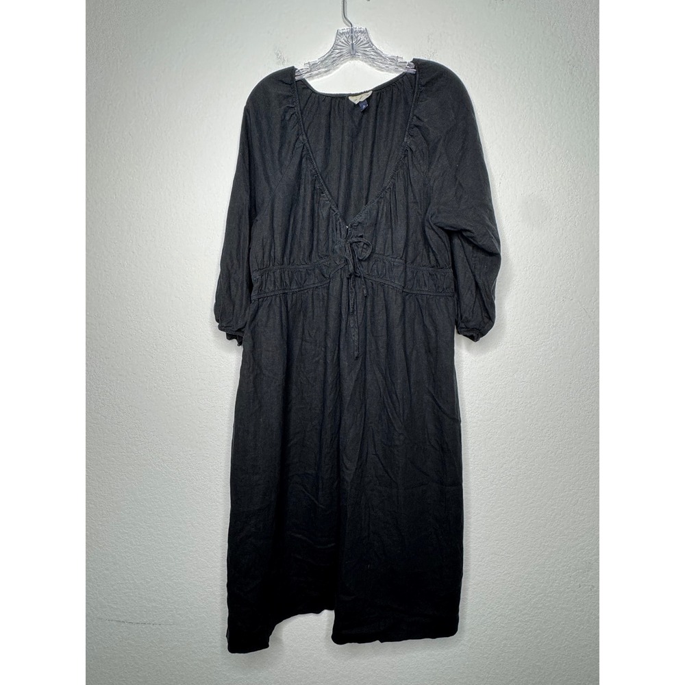 Universal Thread Black Linen Blend Midi Dress Womens Size XL Peasant Cottagecore